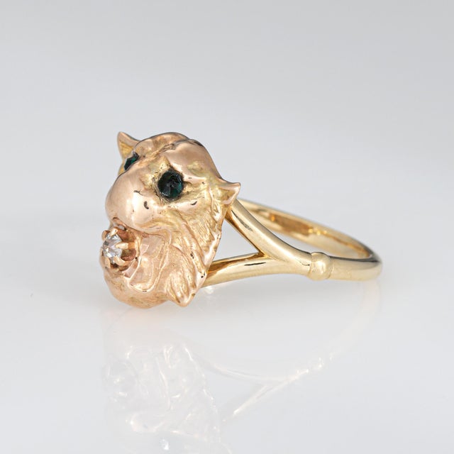 Antique Victorian Lion Ring Diamond Conversion Band 14k Yellow Gold Sz 6.25 For Sale - Image 4 of 6