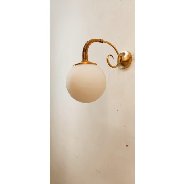 Brass Wall Light with Glass Sphere For Sale - Image 9 of 18