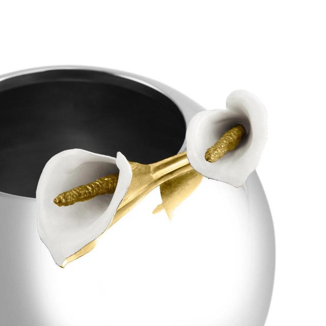 Not Yet Made - Made To Order Small Silver and Gold Metal Calla Lily Vase Bowl For Sale - Image 5 of 6