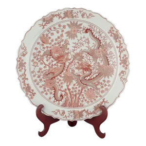 Early 20th Century Large Chinese Porcelain Red Dragons Bowl
