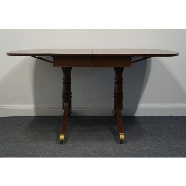 Craddock Furniture Solid Mahogany Traditional Duncan Phyfe Style 70" Drop Leaf Pedestal Dining Table W. Self Storing Leaf For Sale - Image 9 of 12