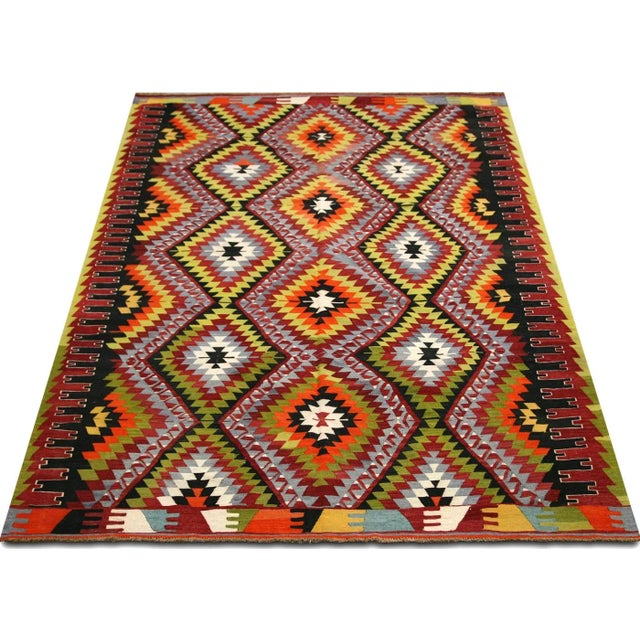 1950s 1950s Turkish Kilim Rug For Sale - Image 5 of 6