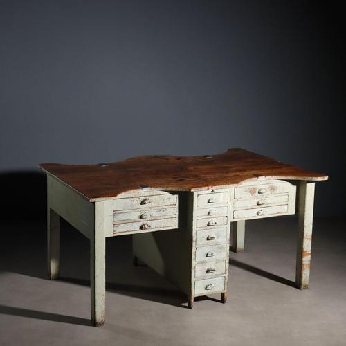 Industrial Table with Four Workstations For Sale - Image 3 of 16