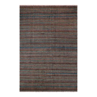 Boho Chic Blue/Beige High Low Wool Rug - 8'10'' X 12'5'' For Sale