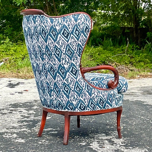 Vintage Boho Wood Trimmed Wing Back Chair Chairish