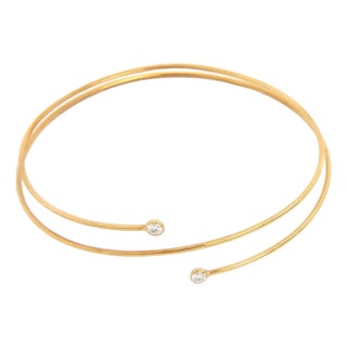 Mid 20th Century Tiffany & Co. Peretti Diamond Hoop 18k Yellow Gold Bangle Bracelet For Sale
