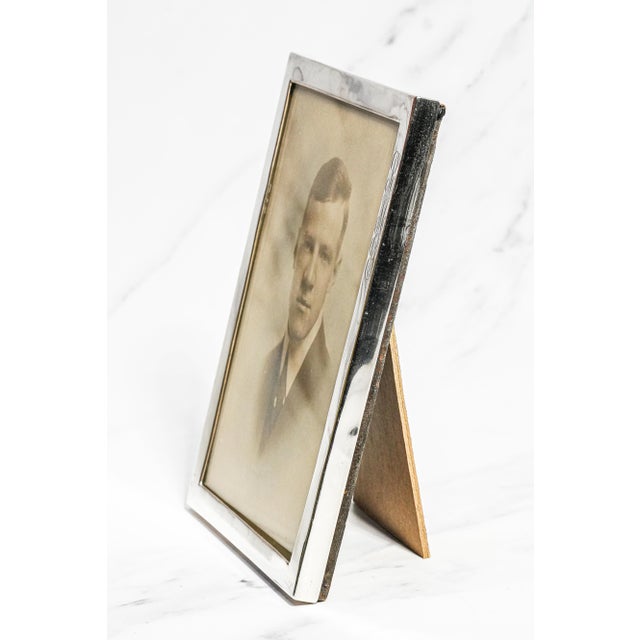 Wood Handsome Unger Brothers Antique Sterling Silver Frame Period Photograph Photo Portrait Man Traditional Home Decor For Sale - Image 7 of 12