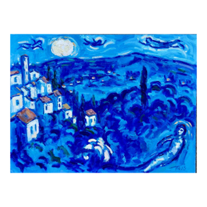 Original Oil Moonscape Chagall Inspired