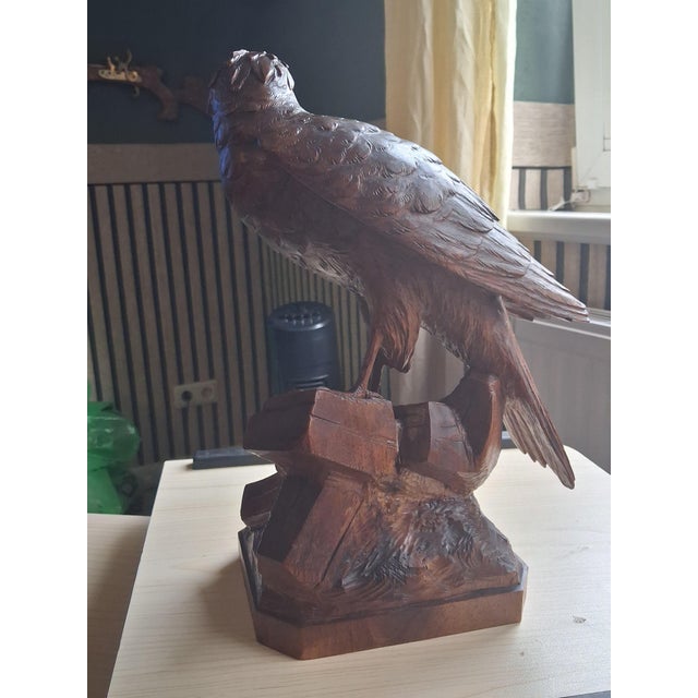 1920s Brienz Swiss Woodcarvers, Eagle Sculpture, 1920s, Glass and Wood For Sale - Image 5 of 18