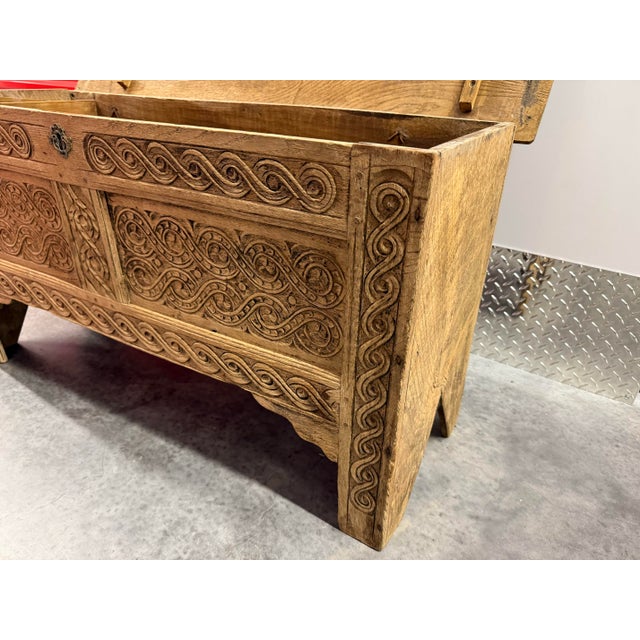 European Antique Hand Carved Trunk For Sale - Image 4 of 6
