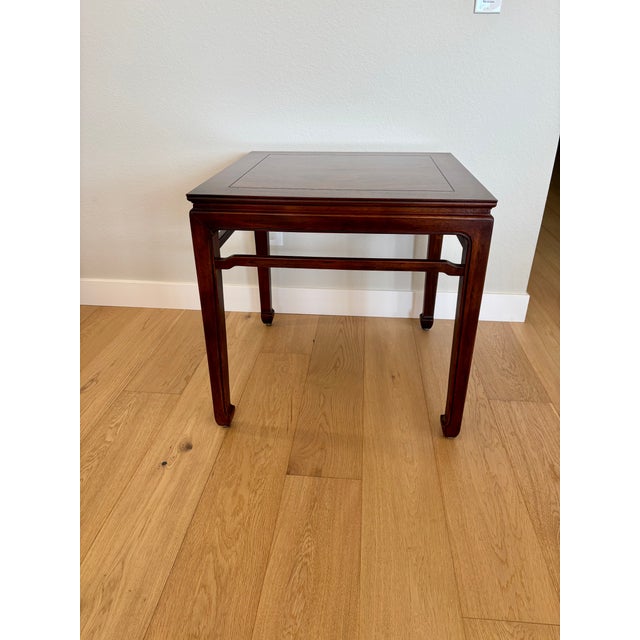 Mid-Century Modern Vintage Henredon Chinoiserie Ming Style Solid Walnut Side Table For Sale - Image 3 of 11