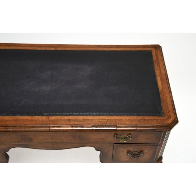 Black Figured Walnut and Leather Top Desk, 1900s For Sale - Image 8 of 11