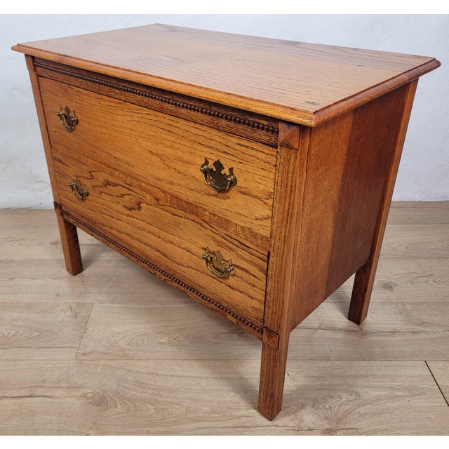 Vintage Country Farmhouse Rustic Chest of Drawers in Oak Carved, 1980 For Sale - Image 4 of 17