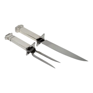 1980s Swid Powell Robert Venturi Reed Barton Silver Plated Carving Knife Fork Set- a Pair