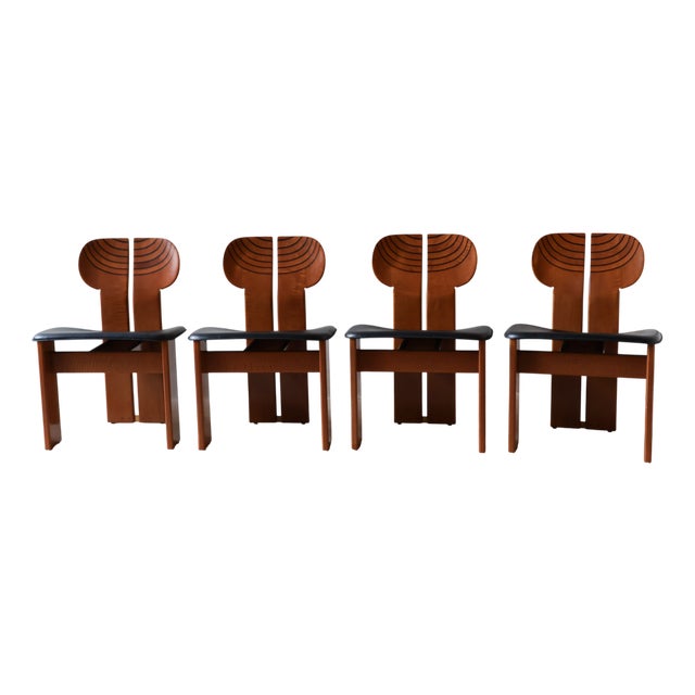 Artona Series Africa Dining Chairs by Afra and Tobia Scarpa for Maxalto, 1980s, Set of 4 For Sale