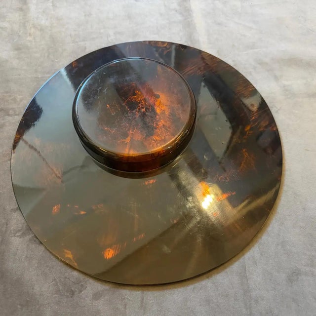 1970s Dior Home Style Mid-Century Modern Faux Tortoiseshell Lucite Centerpiece For Sale - Image 10 of 14