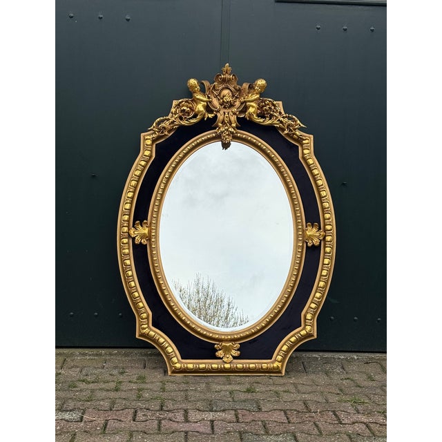 1980s French Louis XVI Gold Wood Wall Mirror For Sale - Image 11 of 18