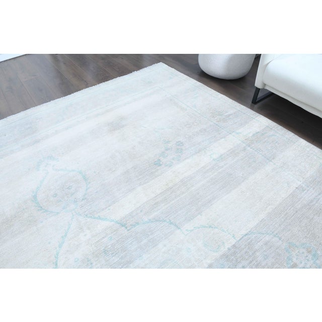 1970s 1970s Vintage Persian Handmade Wool Cotton Light Gray Area Rug For Sale - Image 5 of 11