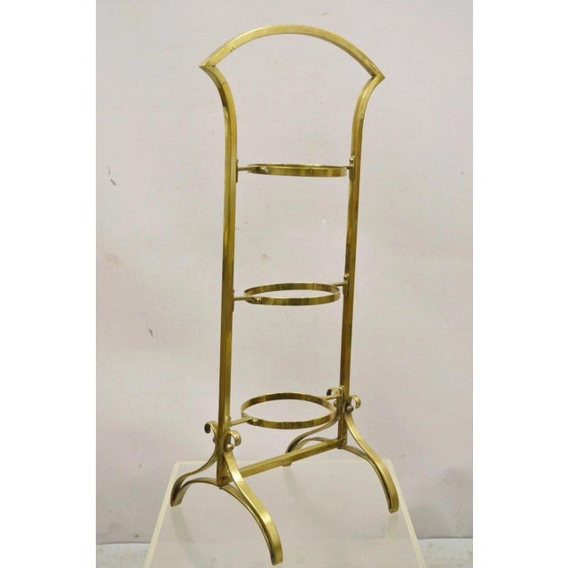 Vintage Italian Mid Century Modern Brass 3 Tier Muffin Pastry Cake Stand. Circa Mid 20th Century. Measurements: 30" H x...