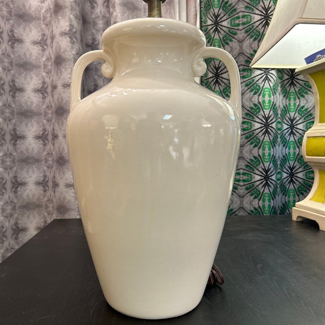 White Ceramic Amphora Style Lamp For Sale In Miami - Image 6 of 9