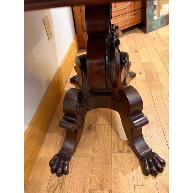 Mid 19th Century Hand Carved Mahogany Empire Dragon Claw Foot Game Table For Sale In Boston - Image 6 of 12