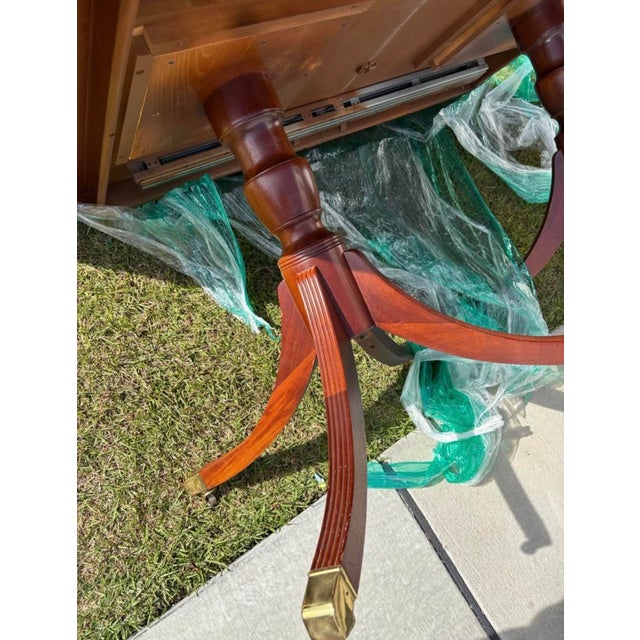 1990s Baker Furniture Historic Charleston Double Pedestal Banded Mahogany Dining Table For Sale In Charleston - Image 6 of 12