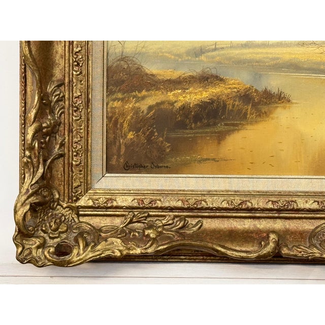 Misty Golden Yellow River Landscape with Winter Trees in the English Countryside Circa 1990 For Sale - Image 15 of 17