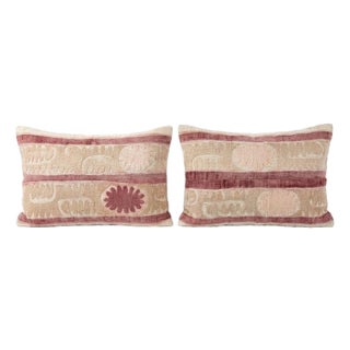 Tashkent Suzani Lumbar Pillow Cover 16'' X 24'' - Set of Two For Sale