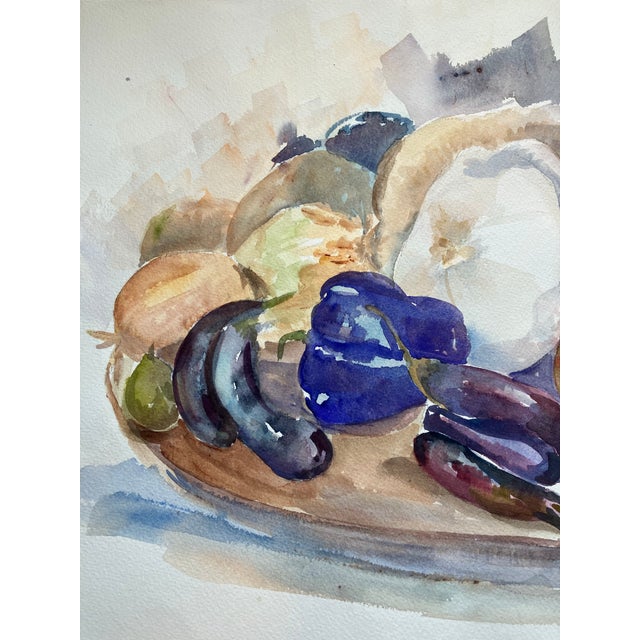 Impressionist 1980’s Original Still Life Watercolor Painting With Fruit For Sale - Image 3 of 4