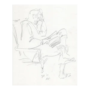 1963 Neil Meitzler Man Reading Drawing