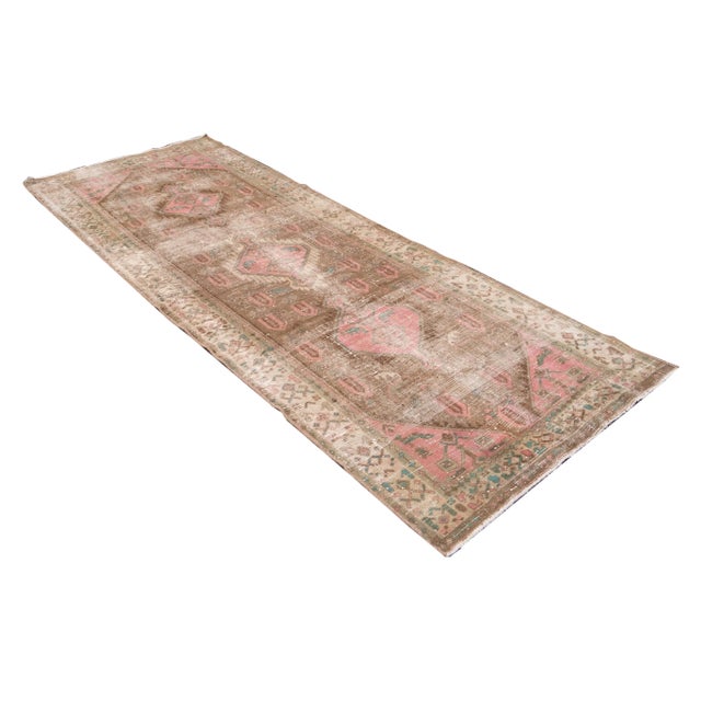 1960s 1960s Vintage Azeri Runner Handmade Tan Tribal Wool Runner For Sale - Image 5 of 8