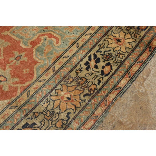 Hand-Knotted Antique Persian Farahan Rug in Red, Blue Medallion Floral Pattern For Sale - Image 9 of 10