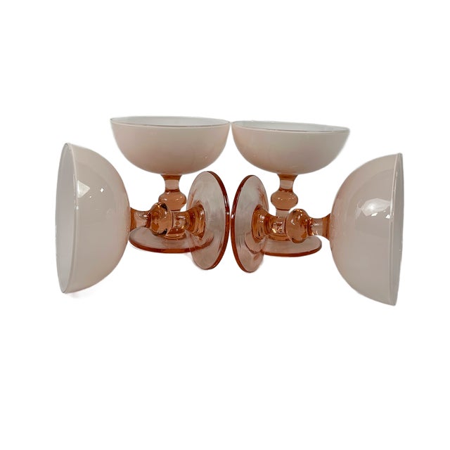 Mid-Century Modern 1960s Carlo Moretti Mid-Century Cased Blush Pink Champagne Coupes - Set of 4 For Sale - Image 3 of 8