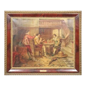 Oil Painting on Canvas Titled "Checkmated" by Alex De Andreis