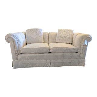 Late 20th Century Baker Furniture Traditional White Loveseat For Sale