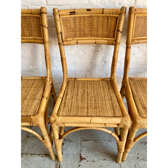 Light Yellow Italian Wicker and Rattan Chairs, 1970s, Set of 4 For Sale - Image 8 of 16