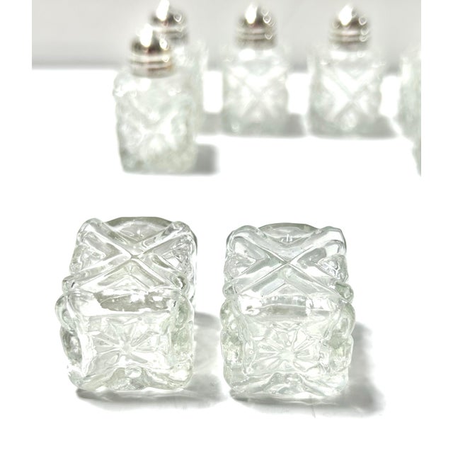 1980s Vintage Cut Crystal Salt & Pepper Shakers – Silverplate Tops, Set of 4 Pairs For Sale - Image 5 of 6