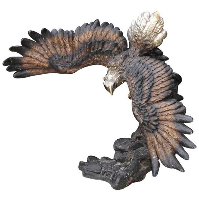 Silver Large 20th Century Bronze Sculpture of an American Bald Eagle For Sale - Image 8 of 8