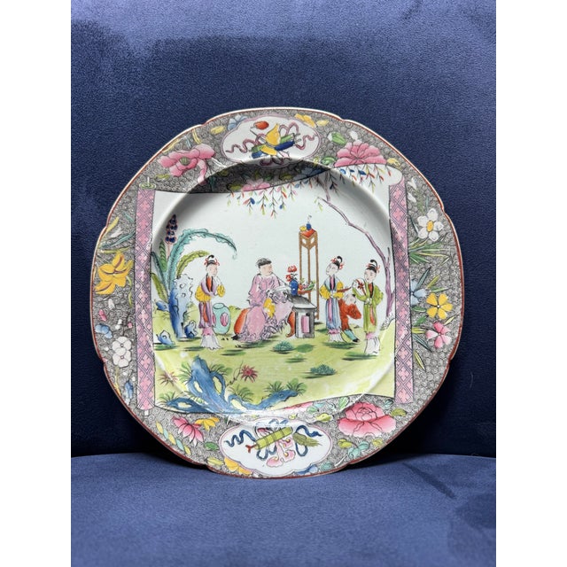 Antique hand-colored Chinoiserie 9.5” plate made by Mason's Ironstone, a durable English pottery developed in the early...