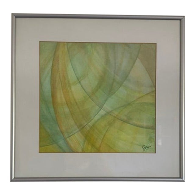 1990s Soni Wright Signed "Maru" Series Abstract Watercolor "Safe Voyage Home" For Sale