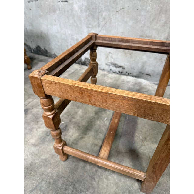 Vintage French Rush Seat Back Oak Dining Chairs Set of Four Bleached Farmhouse For Sale - Image 16 of 17