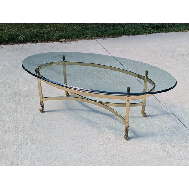 Vintage Labarge Regency Brass and Glass Cocktail Table For Sale - Image 9 of 18
