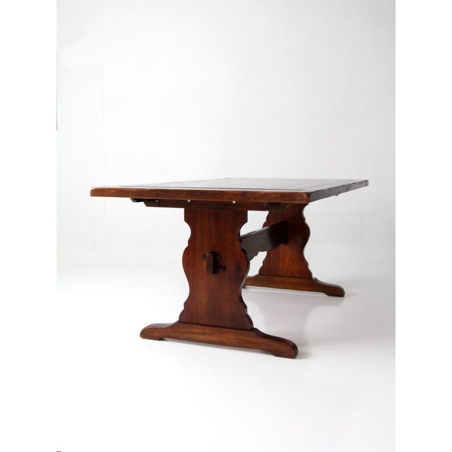 Vintage Spanish Style Trestle Dining Table For Sale - Image 4 of 17