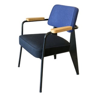Jean Prouvé for Vitra Armchair, 1951 Design – Blue & Black (Pair Available) For Sale