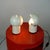 Charming set of white Italian Space Age Asteroidi table lamps, designed by Siberin Caronno Italy 1970s. Thei feature a...