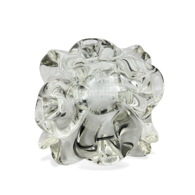 1970s Vintage Murano Clear Art Glass Bowl Ashtray For Sale - Image 5 of 5