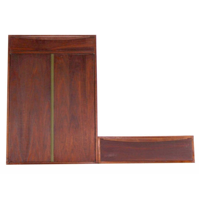 Danish Mid Century Modern HANGING Walnut Side-by-Side Storage Cabinet and Vanity For Sale - Image 6 of 9