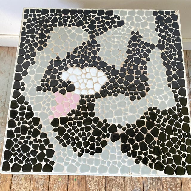 Mid-Century Modern Mid Century Mosaic Table Petite Side Table Indoor Outdoor Furniture Retro Pink Black White Tile For Sale - Image 3 of 11