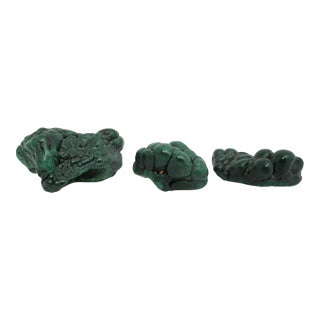 Polished Botryoidal Malachite Brain Cluster Gemstone Specimen Set of 3 For Sale