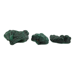 Polished Botryoidal Malachite Brain Cluster Gemstone Specimen Set of 3